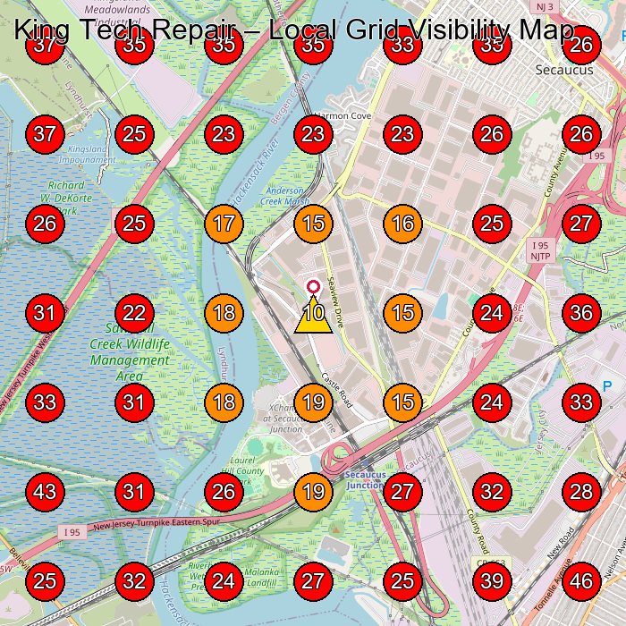 King Tech Repair GeoGrid visibility map for Computer Support And Services in New York